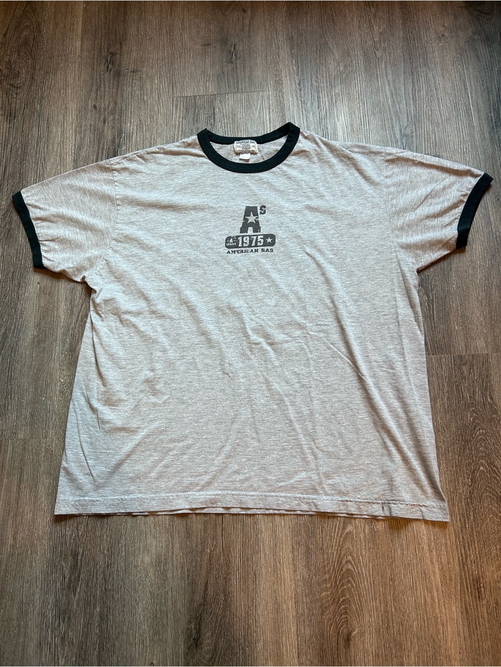 American Rag Vintage Original Gray Black Ringer Tee Men’s Sz XL Made In USA